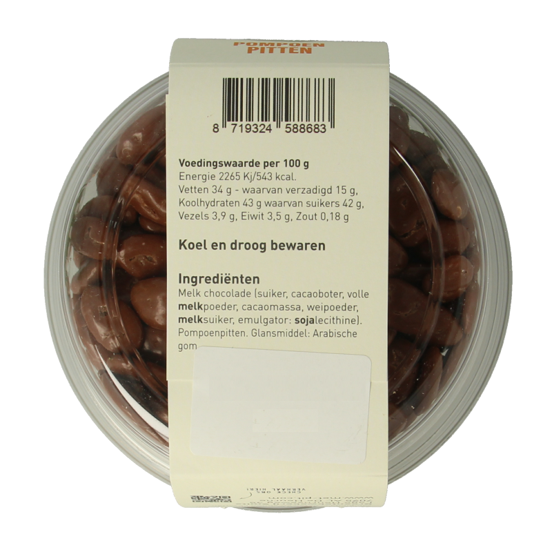 Met PIT Pompoenpitten melkchocolade 150 Gram