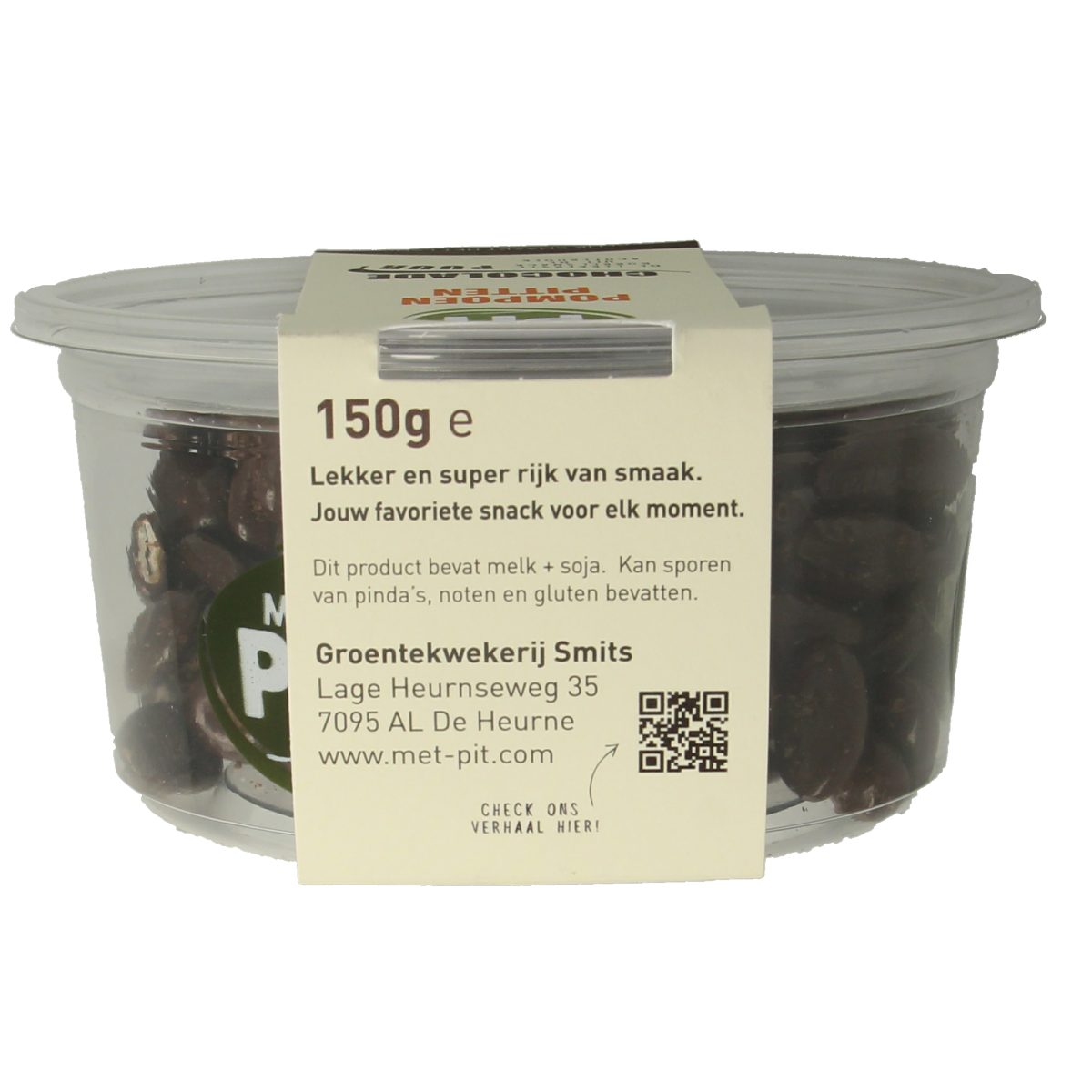 Met PIT Pompoenpitten pure chocolade 150.00 Gram