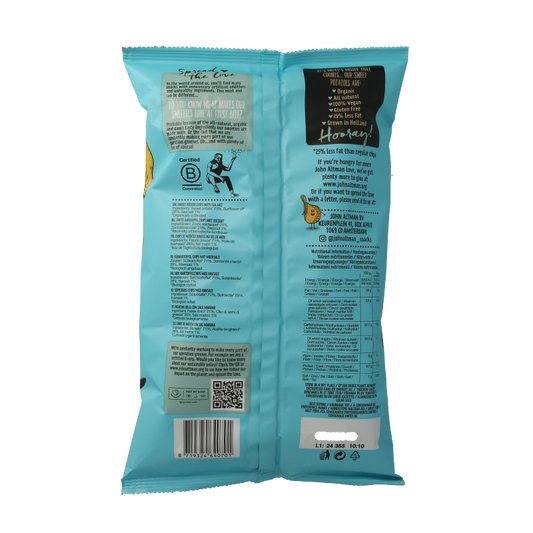 John Altman Zoete aardappel chips sea salt bio 90 Gram