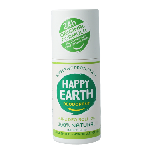 Happy Earth Pure deodorant roll-on unscented 75 Milliliter