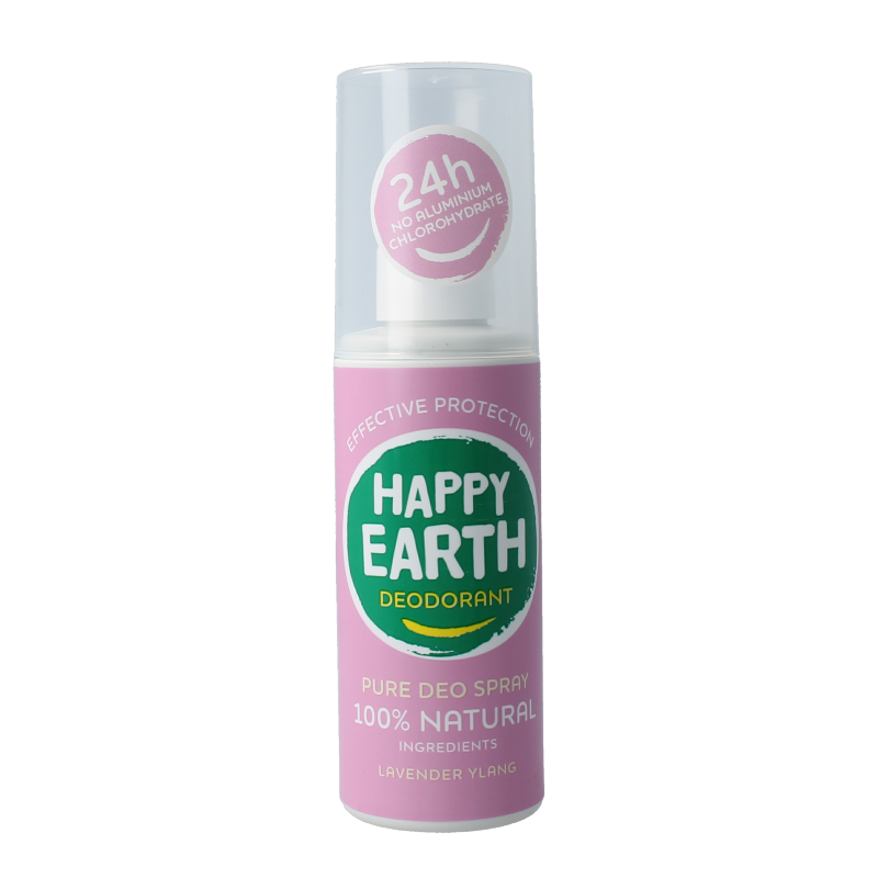 Happy Earth Pure deodorant spray lavender ylang 100 Milliliter