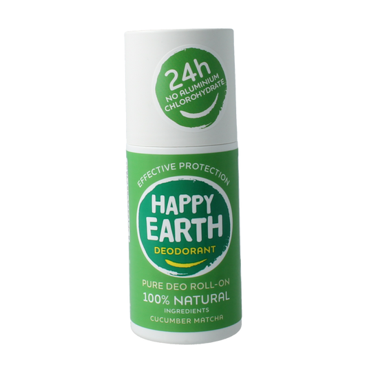 Happy Earth Pure deodorant roll-on cucumber matcha 75 Milliliter