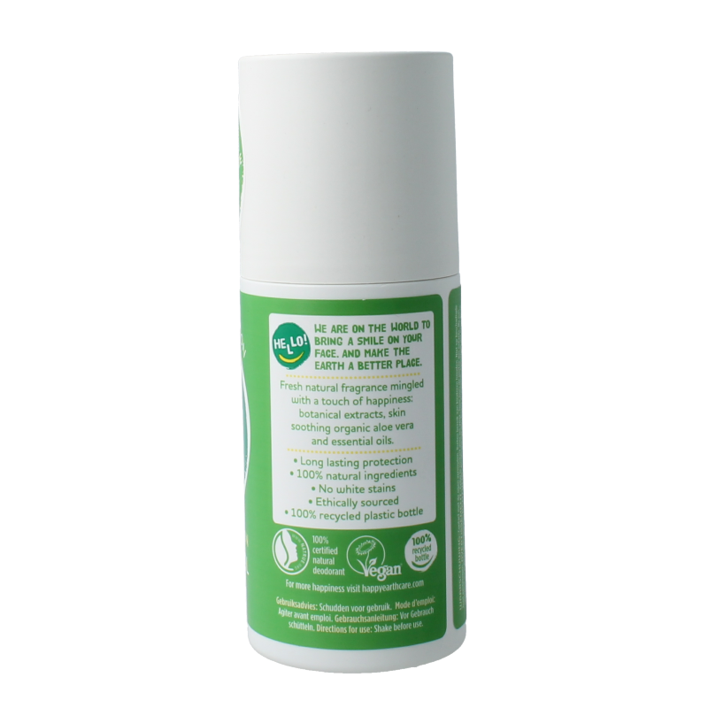 Happy Earth Pure deodorant roll-on cucumber matcha 75 Milliliter