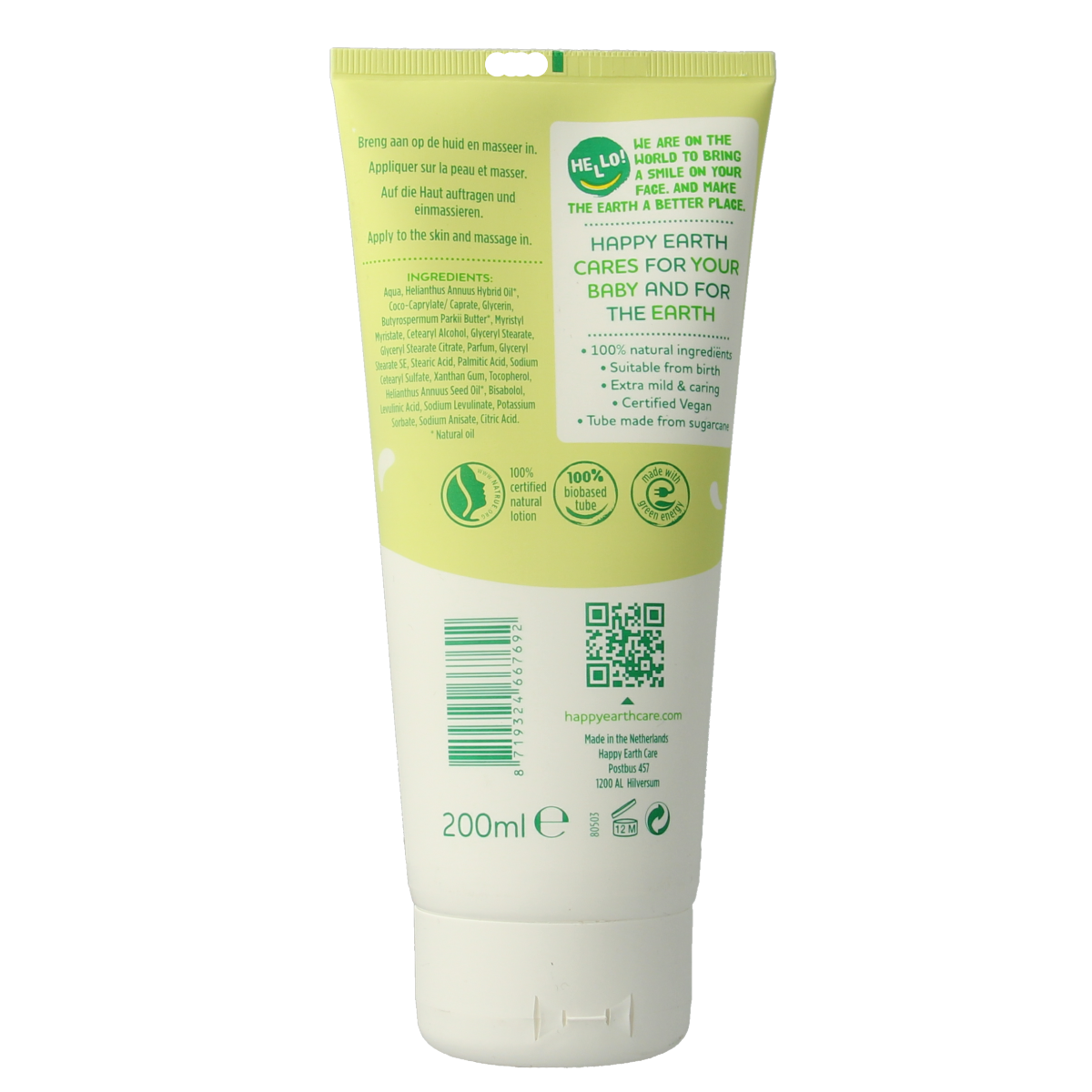 Happy Earth Bodylotion voor baby & kids 200.00 Milliliter