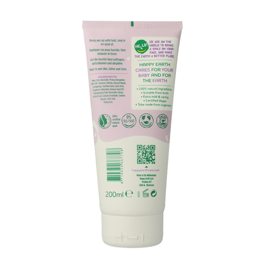 Happy Earth Wasgel creme olie baby & kids 200 Milliliter