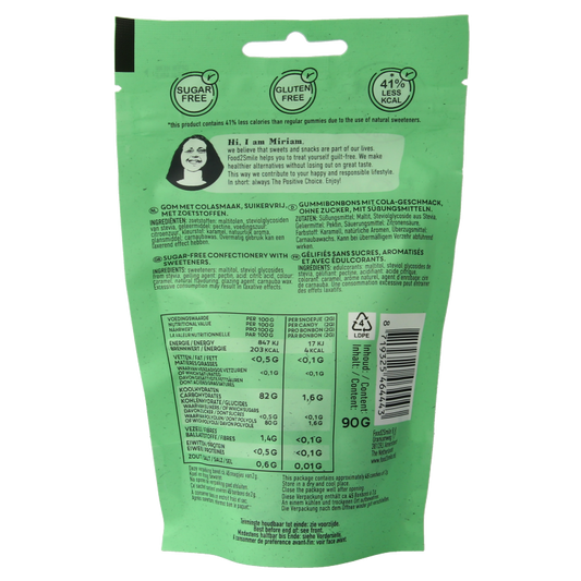 Food2Smile Cola-la bottles suikervrij lactosevrij 90 Gram