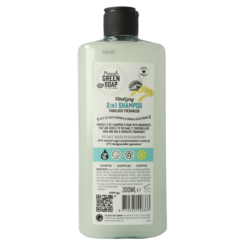 Marcel's Green Soap Shampoo & conditioner 2in1 mimosa zwarte bes 300 Milliliter