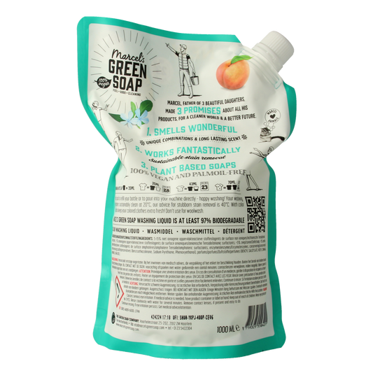 Marcel's Green Soap Wasmiddel kleur perzik & jasmijn navul 1.00 Liter