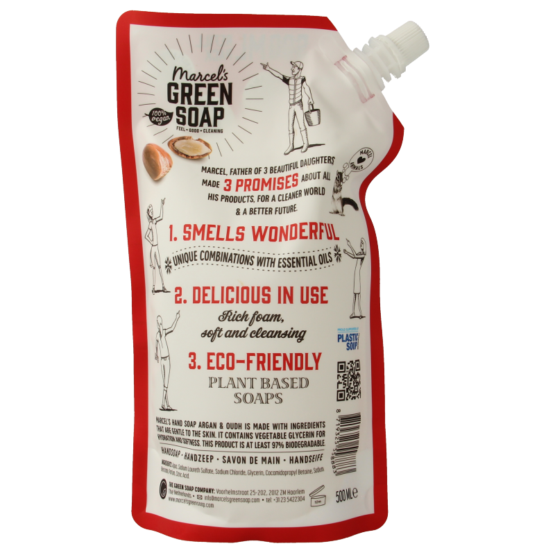 Marcel's Green Soap Handzeep argan & oudh navul 500 Milliliter