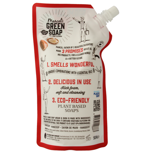 Marcel's Green Soap Handzeep argan & oudh navul 500.00 Milliliter