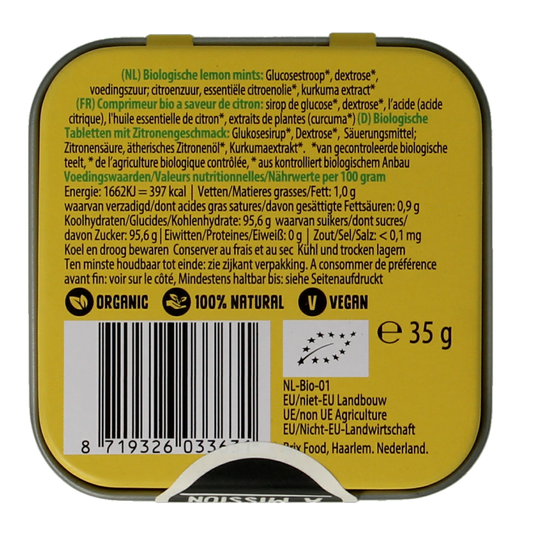 Max mints Lemon blikje vierkant bio 35 Gram