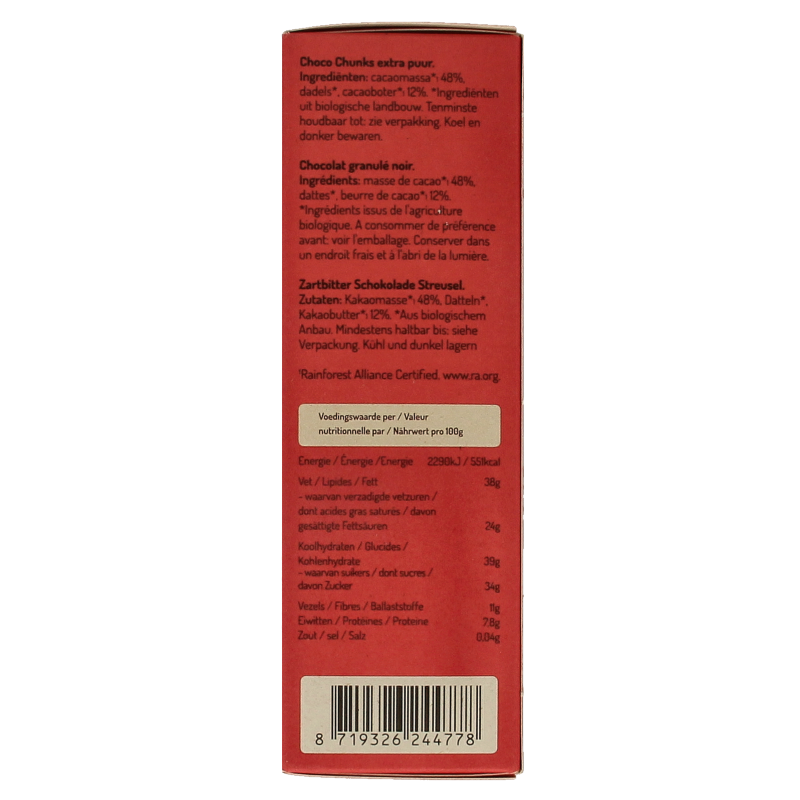 No Sugar Daddies Choco chunks extra puur bio 180 Gram