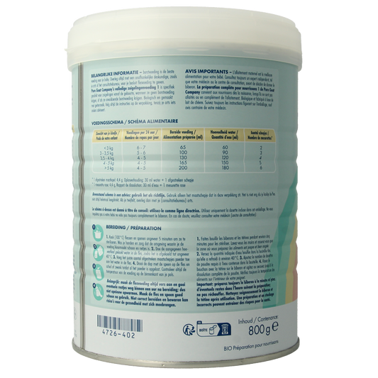 Pure Goat Zuigelingenvoeding volledig 1 bio 800 Gram