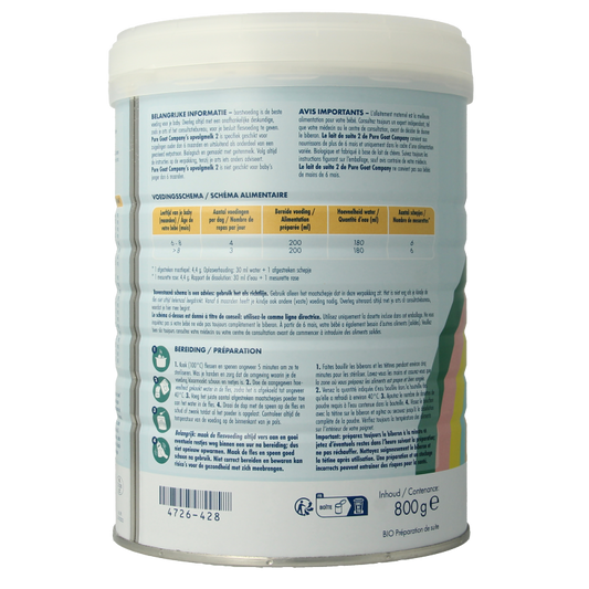 Pure Goat Opvolgmelk 2 bio 800 Gram