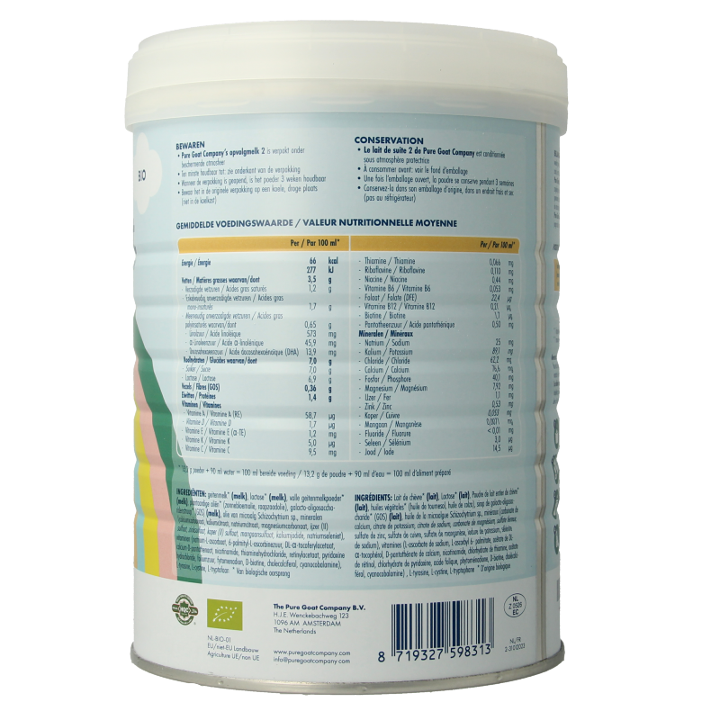 Pure Goat Opvolgmelk 2 bio 800 Gram