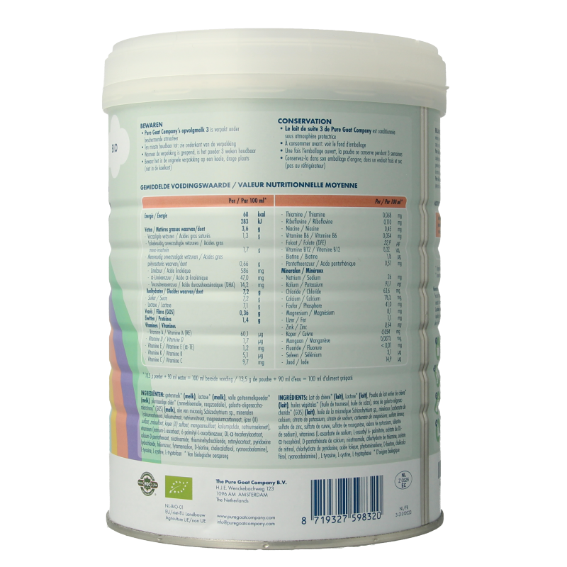 Pure Goat Opvolgmelk 3 bio 800 Gram