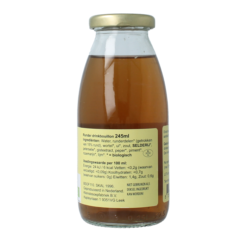 Kleinstesoepfabriek Drinkbouillon rund bio 245 Milliliter