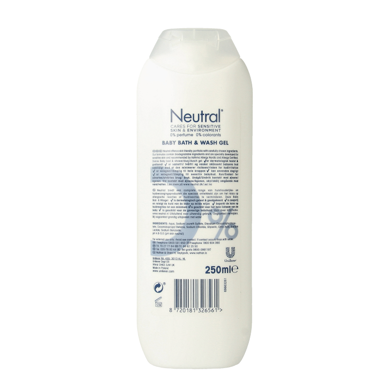Neutral Baby bath & wash gel 250 Milliliter