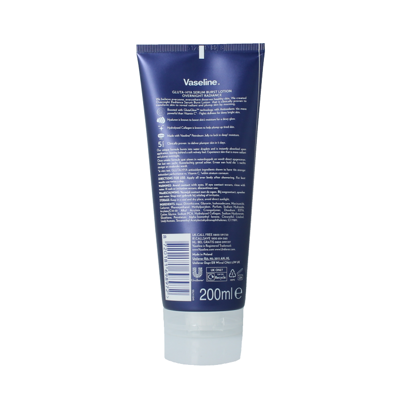 Vaseline Gluta-hya overnight radiance serum lotion 300 Milliliter