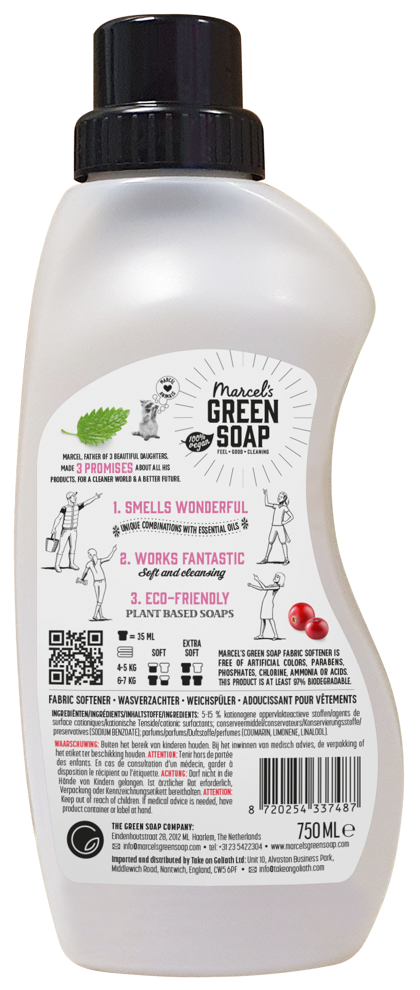 Marcel's Green Soap Wasverzachter patchouli & cranberry 750 Milliliter