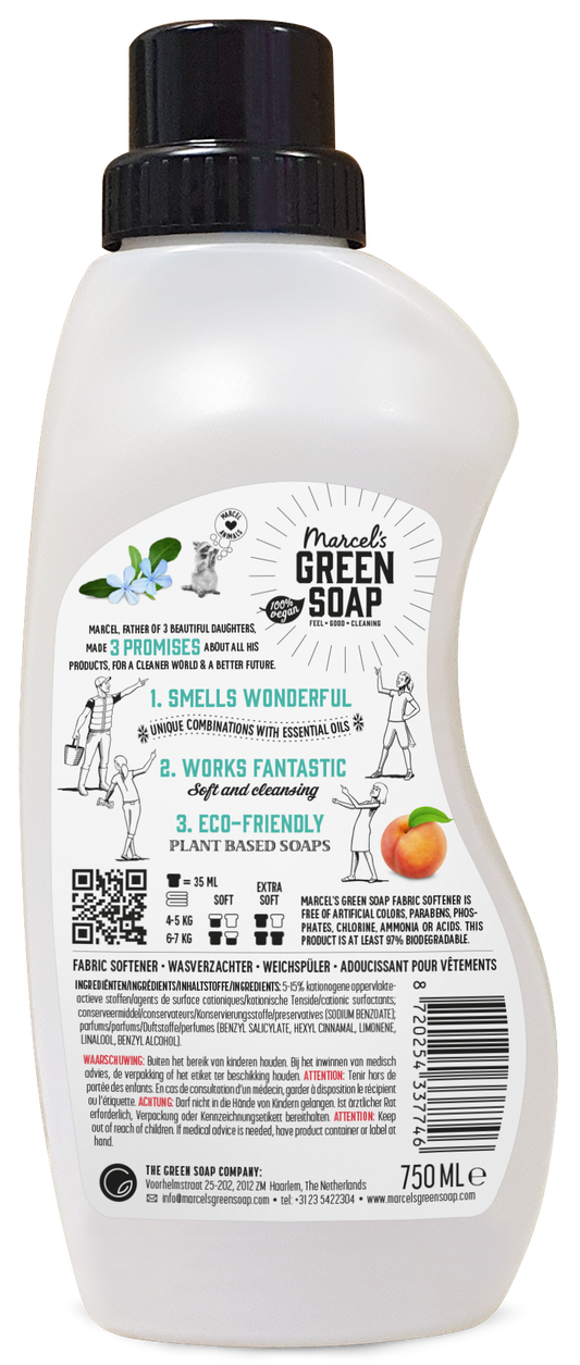 Marcel's Green Soap Wasverzachter perzik & jasmijn 750.00 Milliliter