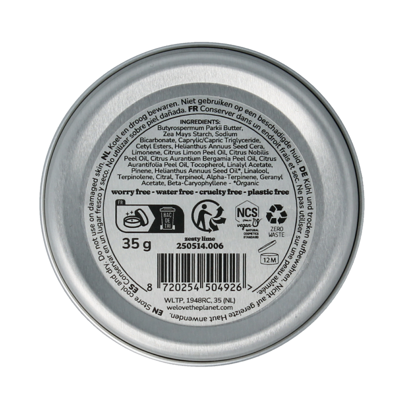 We Love Deodorant balm zesty lime vegan 35 Gram