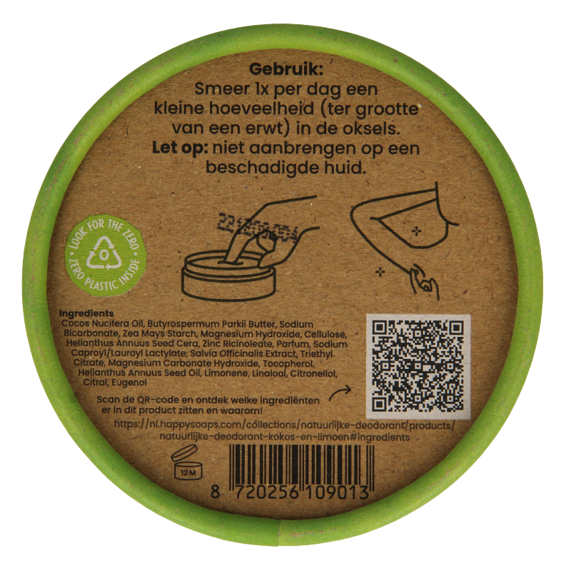 Happysoaps Deodorant kokos en limoen 45 Gram