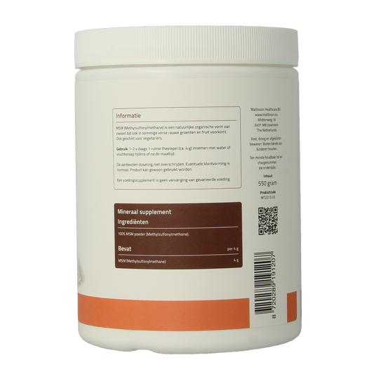 Mattisson MSM poeder vegan 550 Gram