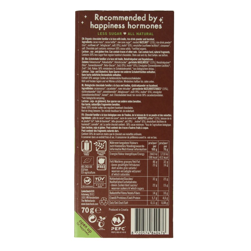 Lovechock Cosy hazelnut bio 70 Gram
