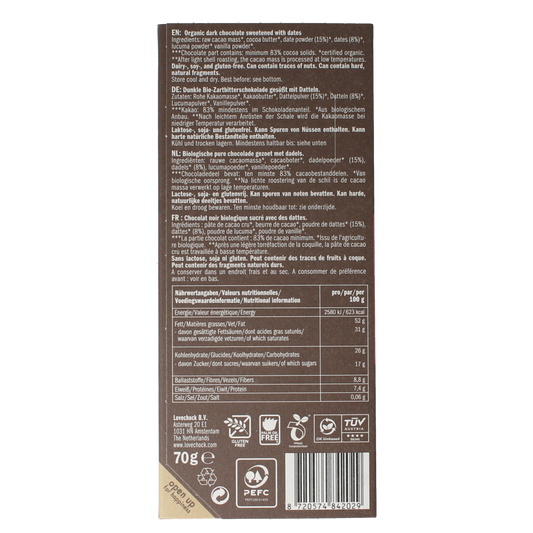 Lovechock Dark & dates bio 70.00 Gram