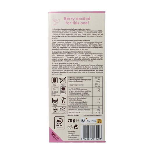 Lovechock Raspberry rosemary bio 70.00 Gram