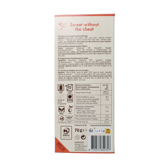 Lovechock Dark chocolate bio 70.00 Gram