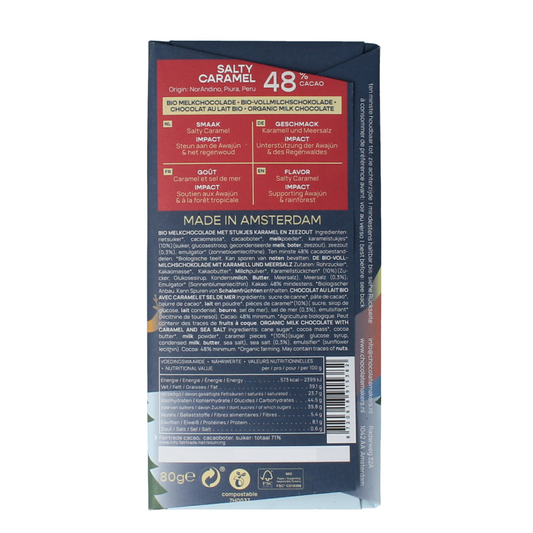 Chocolatemakers Kerstreep salty caramel bio 80 Gram