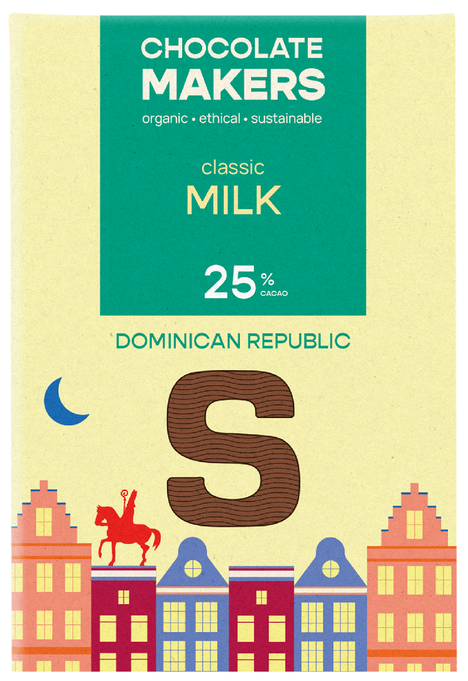 Chocolatemakers Sintletter melkchocolade 25% bio 100.00 Gram