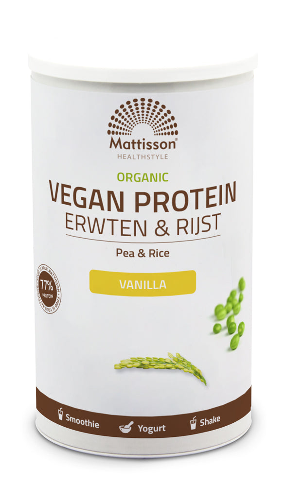 Mattisson Vegan protein erwten & rijst vanille bio 500 Gram