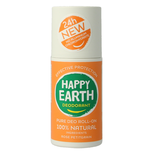 Happy Earth Pure deo roll-on rose petitgrain 75 Milliliter