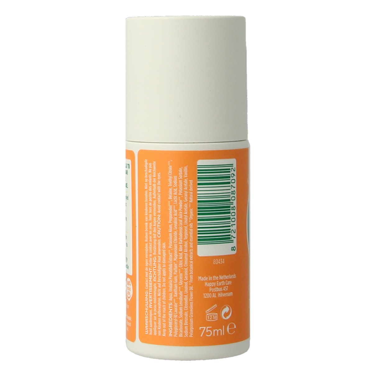 Happy Earth Pure deo roll-on rose petitgrain 75.00 Milliliter
