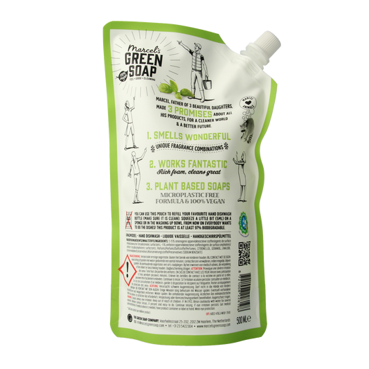 Marcel's Green Soap Afwasmiddel basilicum & vertivert gras navulling 500.00 Milliliter