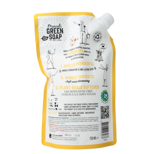 Marcel's Green Soap Wasverzachter vanille & katoen navulling 750 Milliliter