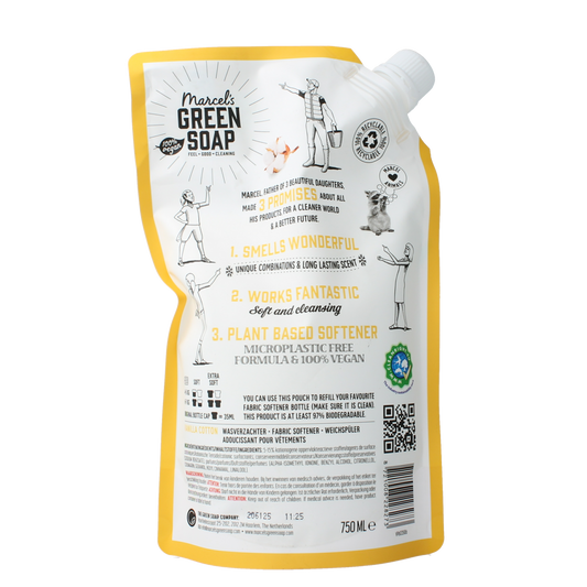 Marcel's Green Soap Wasverzachter vanille & katoen navulling 750.00 Milliliter