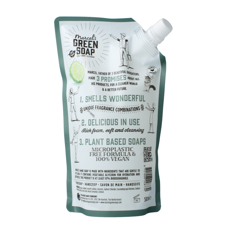 Marcel's Green Soap Handzeep bergamot & black pepper navul 500 Milliliter