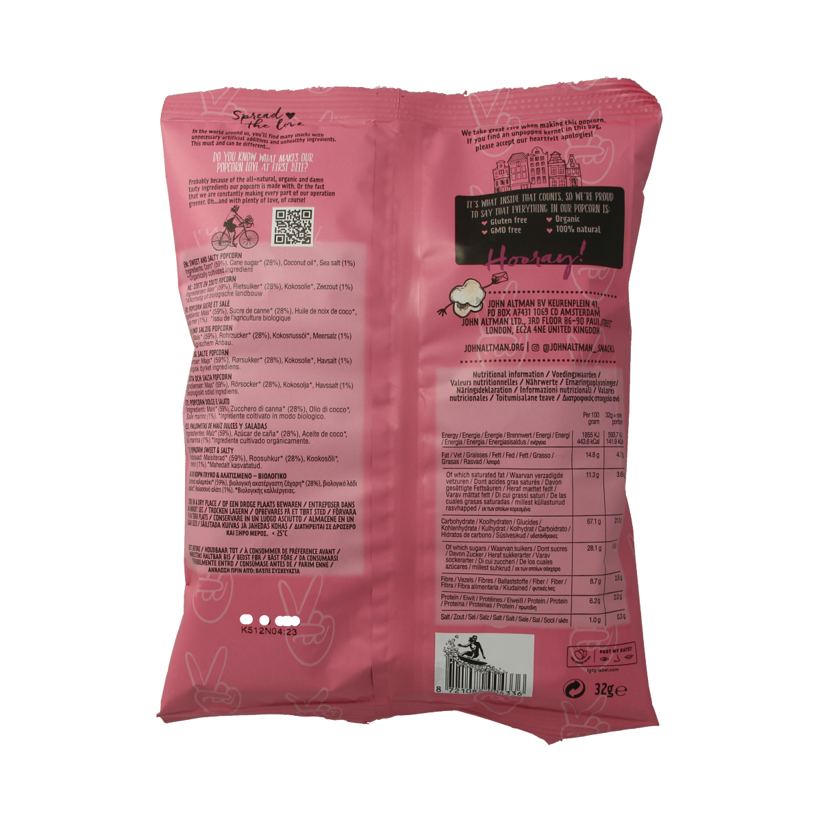 John Altman Popcorn sweet & salty bio 32.00 Gram