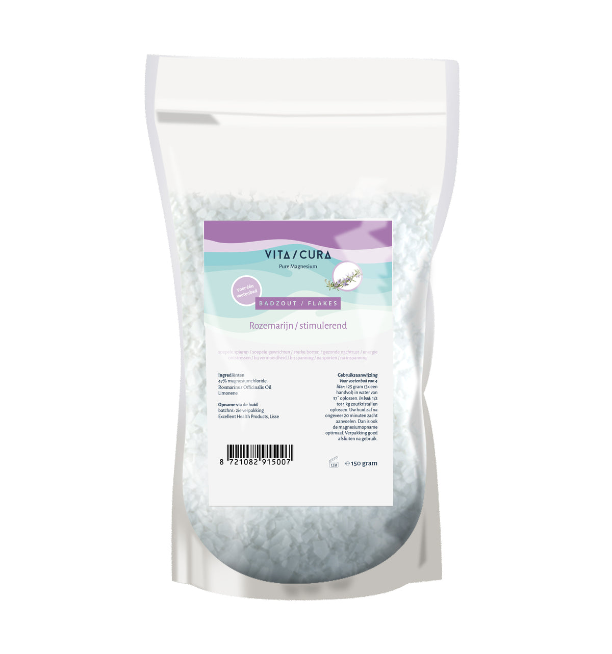Vitacura Magnesium zout flakes rozemarijn 150.00 Gram