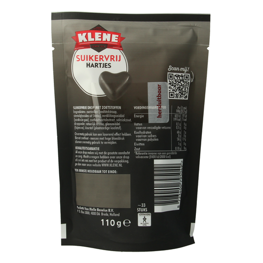 Klene Zoethouten hartjes suikervrij 110.00 Gram