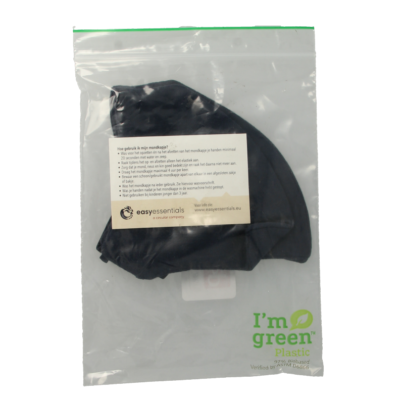 Easyessentials Mondkapje katoen 2-laags navy 2 Stuks