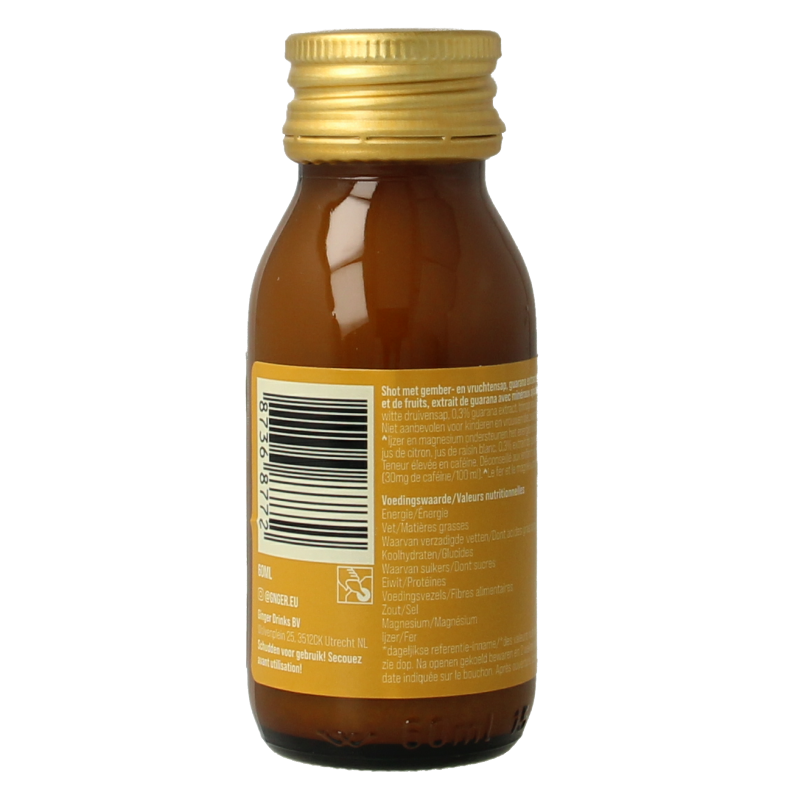 G'nger Shot gember vruchtensap guarana energy 60 Milliliter
