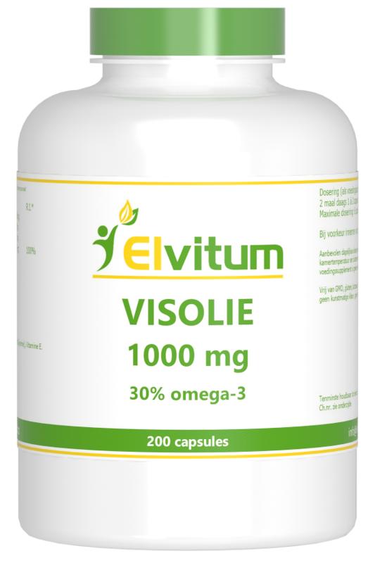 Elvitum Visolie 1000mg omega 3 30% 200 Capsules