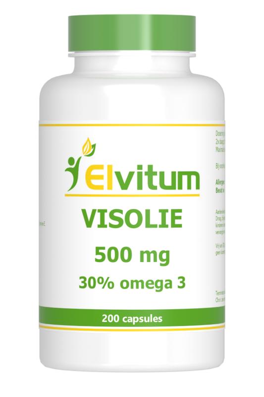 Elvitum Visolie 500mg omega 3 30% 200 Capsules