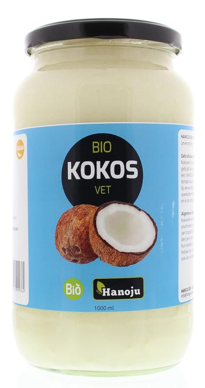 Hanoju Kokosolie geurloos glasfles bio 1 Liter