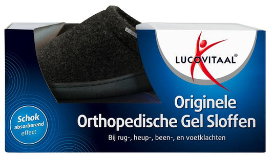 Lucovitaal Orthopedische gel sloffen zwart maat 44-45 1 Paar